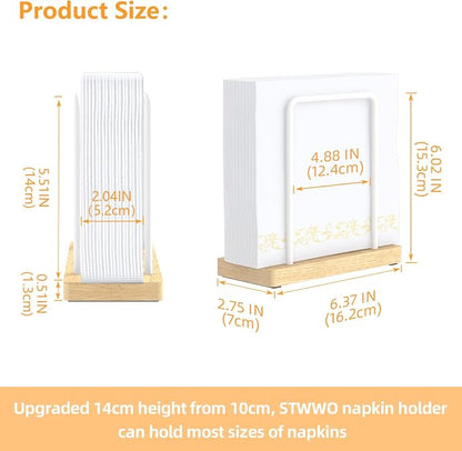 STWWO Napkin Holder for Table, Wood Metal Napkin Holder for Kitchen Dining | - Image 5