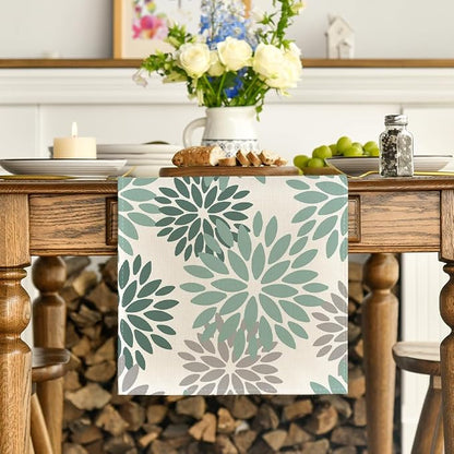 Artoid Mode Light Green Dahlia Floral Pinnata Spring Table Runner, Seasonal - Image 2