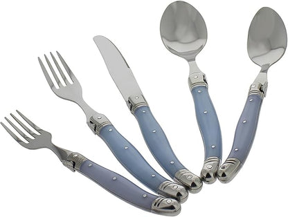 French Home Laguiole 20 Piece Flatware Set – Stainless Steel Flatware Set for 4 – Luxurious Light Blue Utensil Set with Knives, Spoons and Forks