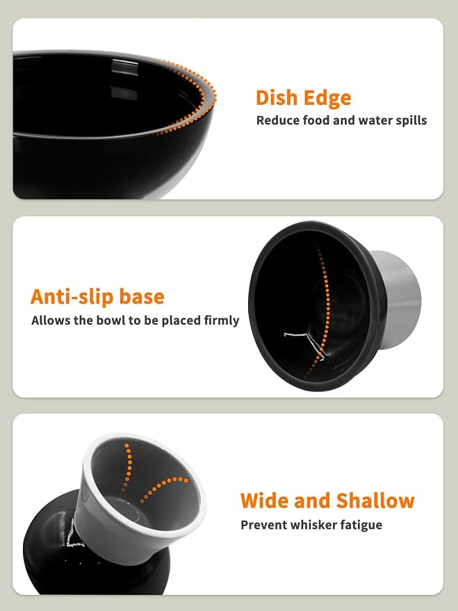 LoeJan Elevated Cat Food and Water Bowls Set, Extra Wide and Raised Ceramic - Image 5