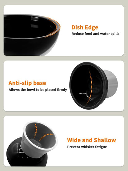LoeJan Elevated Cat Food and Water Bowls Set, Extra Wide and Raised Ceramic - Image 5