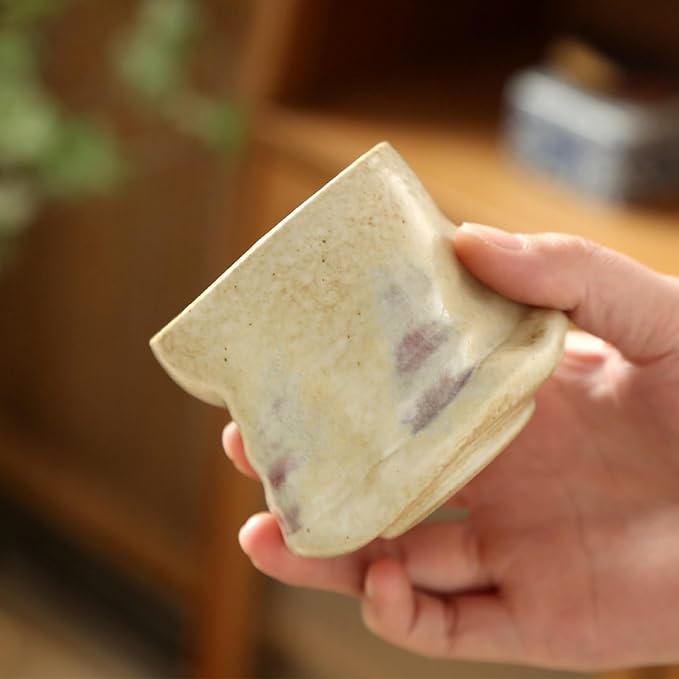 Unique Glaze Coffee Cups Set, Handleless Teacup Retro Coarse Ceramic Mugs - Image 6