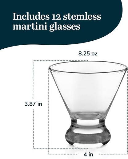 Libbey Cosmopolitan Stemless Martini Glasses Set Of 12, Dishwasher Safe Holiday - Image 4