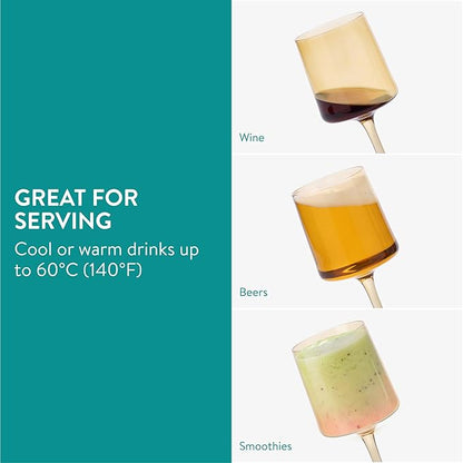 Navaris Multi-Colour Tinted Wine Glasses - Set of 4 - Coloured Wine Glasses with Stems - Stylish Design Glassware for Serving Wine, Cocktails, Dessert