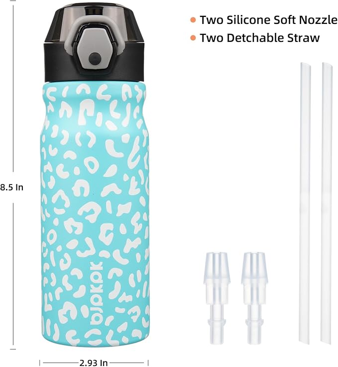 BJPKPK 18 oz Water Bottle with Straw & Handle, Insulated Stainless Flask | Leak - Image 4