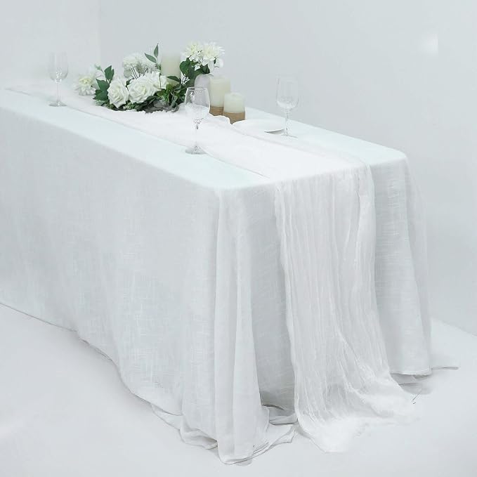 Efavormart 10FT White Cheesecloth Table Runner, Gauze Fabric Boho Wedding Arbor by efavormart