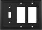 Henne Bery Sunken Pearls Heavy Duty Decorative Wall Plate Switch Plate Outlet Cover (Single Toggle/Double Decorator, Matte Black)