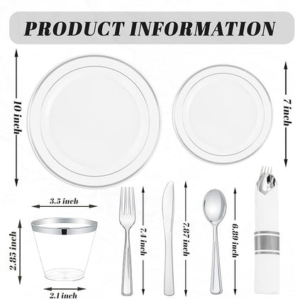 175PCS Sliver Plastic Plates - Image 8