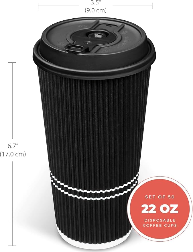 To Go Coffee Cups With Lids - 22 oz Disposable Coffee Cup With Lid. Large Togo - Image 3