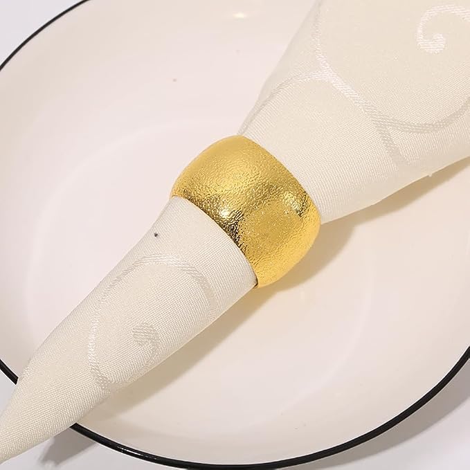 14K Gold Napkin Rings Set of 12, Metal Gold Napkins Rings Holder Buckles - Image 4