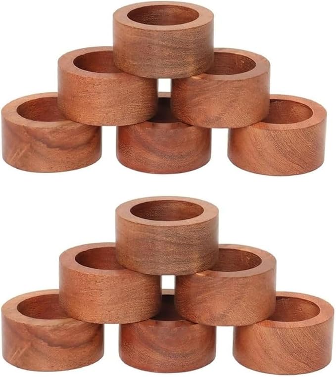 Napkin Rings for Dining Table, Classic Farmhouse Style, Holiday and Party Decor by DIVINEGLANCE