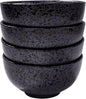 Japanese Rice Bowl Set of 4 Porcelain Sushi Bowls Serving Bowls Speckled Black by Cerficer