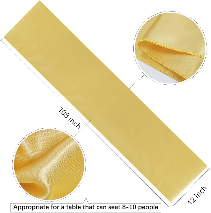 Light Gold Table Runners 16 Pack 12x108 inch Silk Satin Smooth Fabric | Satin - Image 3