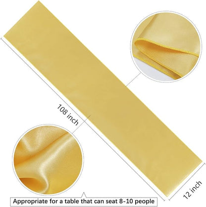 Light Gold Table Runners 16 Pack 12x108 inch Silk Satin Smooth Fabric | Satin - Image 3