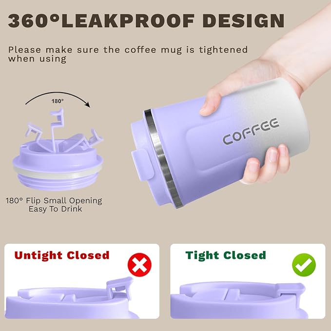 SPLMIFA Travel Coffee Mugs Leak-Proof, Reusable Coffee Cup - Image 5