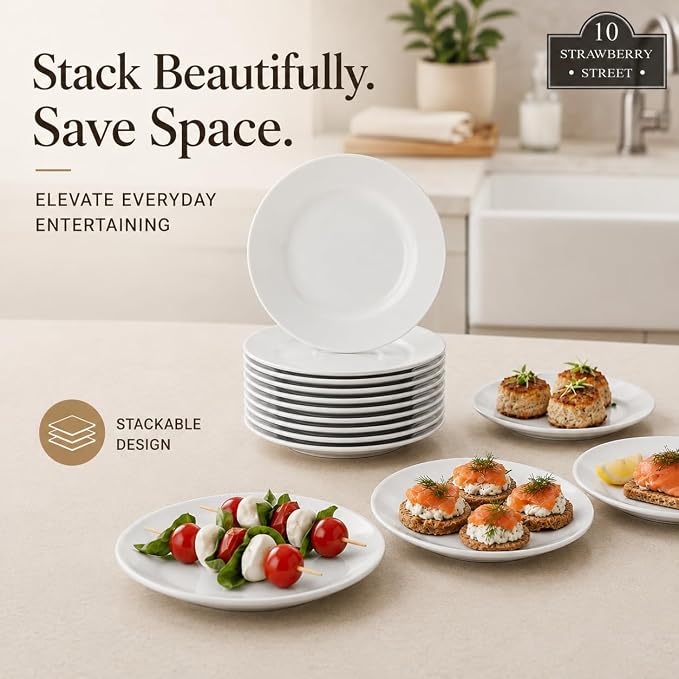 10 Strawberry Street 6" Catering Round Appetizer Plate - Image 6