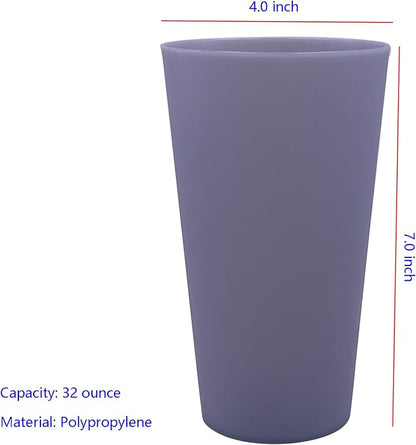 32 oz Plastic Cups Large Reusable set 8, Plastic Tumbler Grey Tone | Food Grade - Image 7