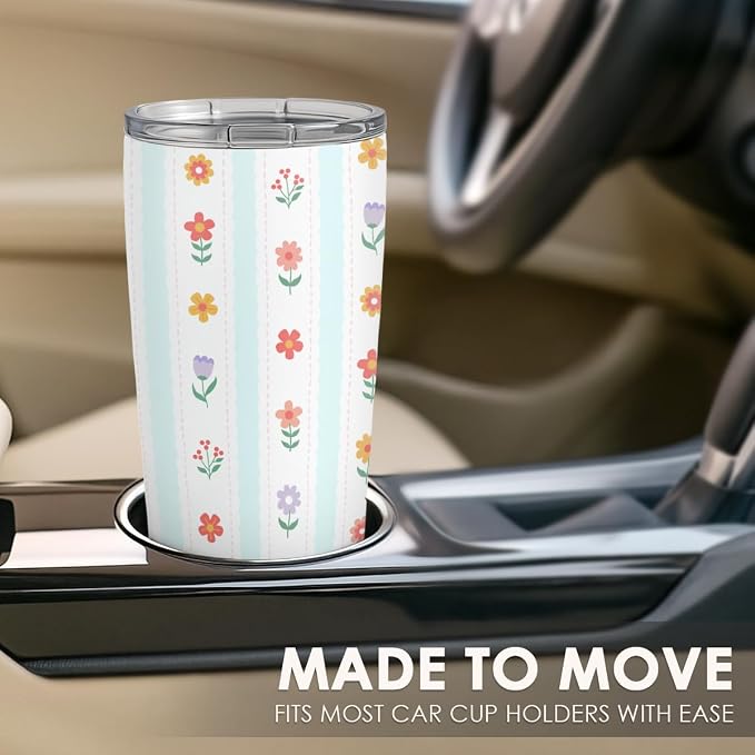 SANDJEST Floral Tumbler 20oz, Stainless Steel Travel Cup - Image 6