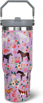 30 oz Horse Tumbler with Handle and Flip Straw, Vacuum Insulated Water Bottle by awufncksn