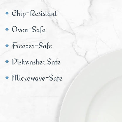 Mikasa Delray 40-Piece White Dinnerware Set, Service for 8, Durable Porcelain Plates, Bowls, and Mugs, Dishwasher and Microwave Safe