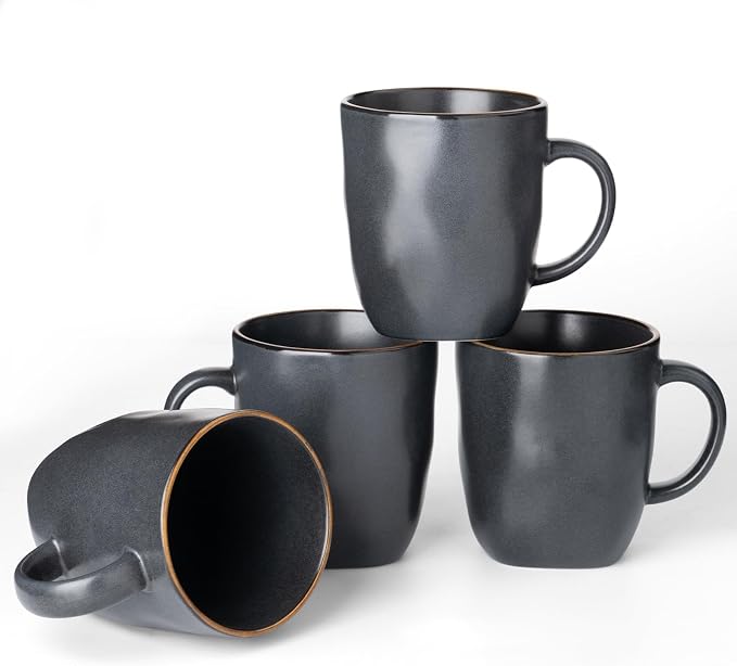 famiware Coffee Mugs Set of 4, Ocean Square 13oz Coffee Cup Set by Famiware