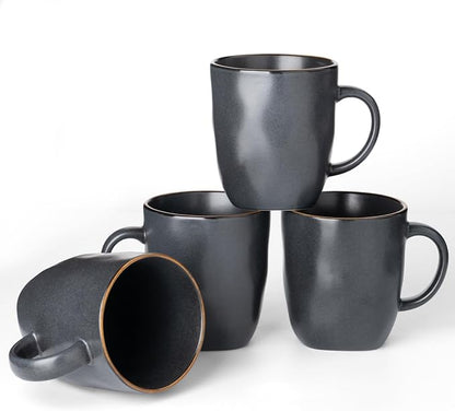 famiware Coffee Mugs Set of 4, Ocean Square 13oz Coffee Cup Set by Famiware