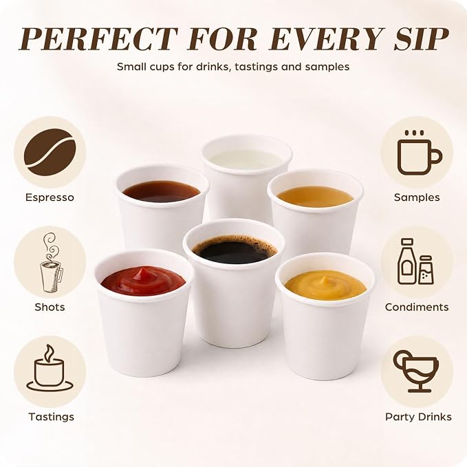 200 Pcs Mini Coffee Cups Brown Culture Cup 2oz Disposable Bathroom Cups Paper - Image 5