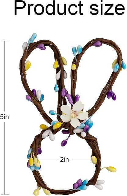 Easter Bunny Ear Napkin Rings Set of 8, Colorful Rattan Bunny - Image 6