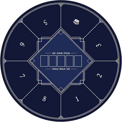 nuveti 24/31/47/55/63inch Round Poker Mat for Texas Holdem | Portable Poker Table Top with Art Deco Layout Print 6-8 Player Game Layout Mat to Play Cards, Poker Games, Blackjack, Casino