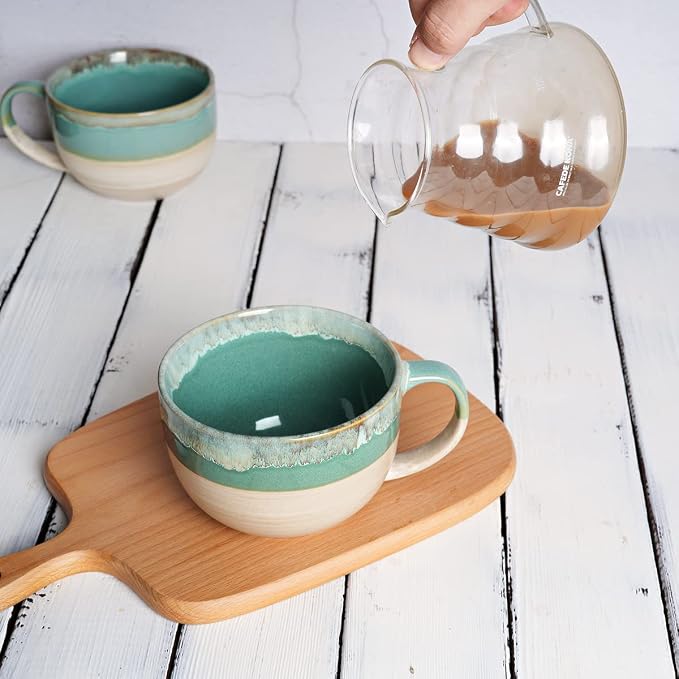 Ceramic Jumbo Coffee Mug Set of 2, 23 Oz, Large Mug Soup Bowls - Image 5