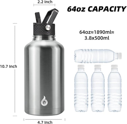 BJPKPK 64oz Insulated Water Bottle, Half Gallon Water Jug - Image 4