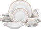 Euro Porcelain 20-pc Luxury Dinnerware Set w/ 24K Gold Ornament, HQ Dining Tableware Service for 4 (Sandra)