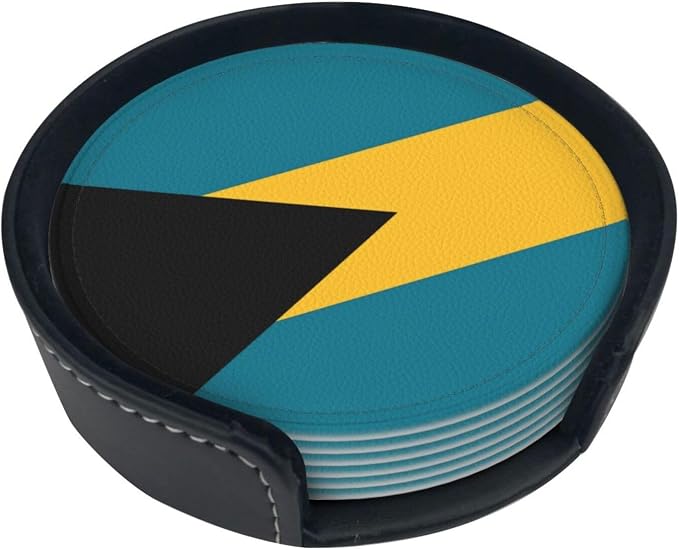 6 Pack Bahamas Flag Leather Coaster - Image 2