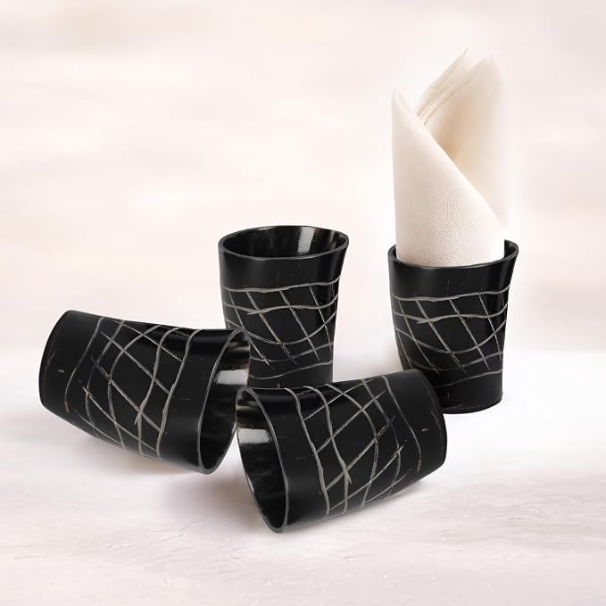 Handicrafts Home Viking Horn Shot Glasses Set of 4, Handmade Natural Ox Horn - Image 3