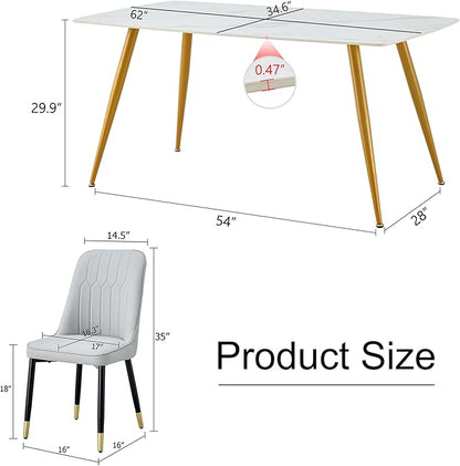 5 Piece Dining Table Set, 4 Chair Dining Table Set, Sintered Stone Kitchen Table Top and Modern Chairs Set of 4 for Kitchen Dining Room