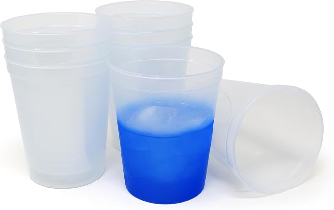Rolling Sands 16 oz. Reusable Plastic Stadium Cups, 8 Pack, Made in USA by RollingSands