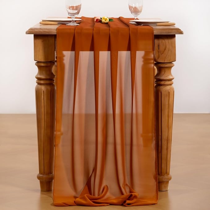 TerracottaChiffon Table Runner Summer Boho Wedding Birthday Party Decor | 10ft - Image 4
