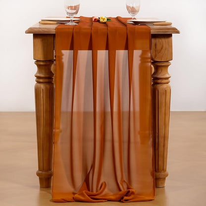 Terracotta Chiffon Table Runner Summer Boho Wedding Birthday Party Decor | 14ft - Image 5