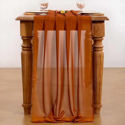 Terracotta Chiffon Table Runner Summer Boho Wedding Birthday Party Decor | 10ft - Image 5