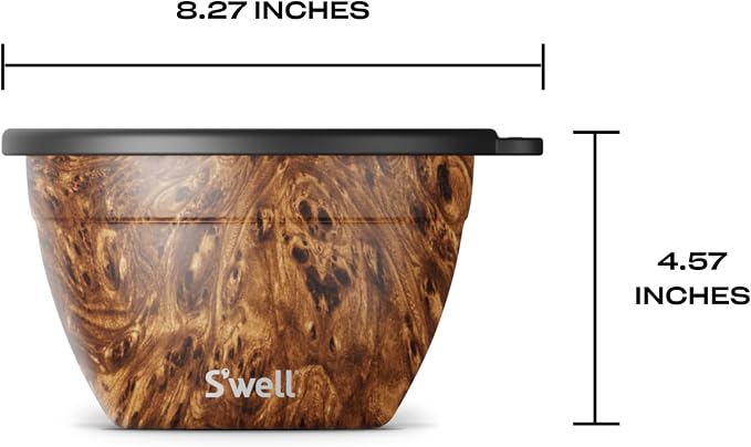 S’well Stainless Steel 64oz Salad Bowl Kit, Teakwood Finish, Includes 2oz - Image 4