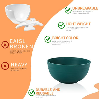 Lazycorner 12 Pcs Wheat Straw Cereal Bowls 26 Oz Wheat Straw Bowls Set Reusable - Image 4