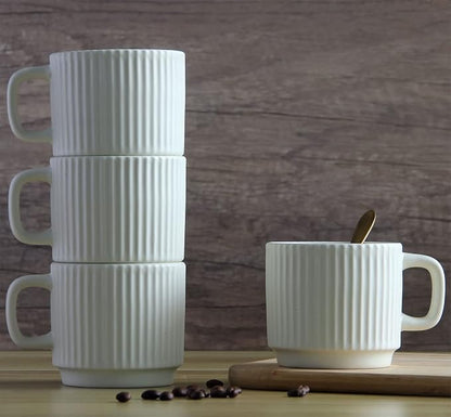 Stackable Coffee Mugs Set of 4, 7 OZ Espresso Ceramics Cups - Image 2