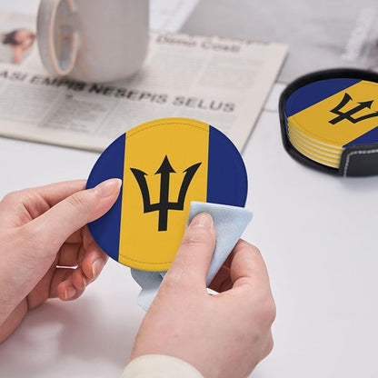 6 Pack Barbados Flag Leather Coaster - Image 6