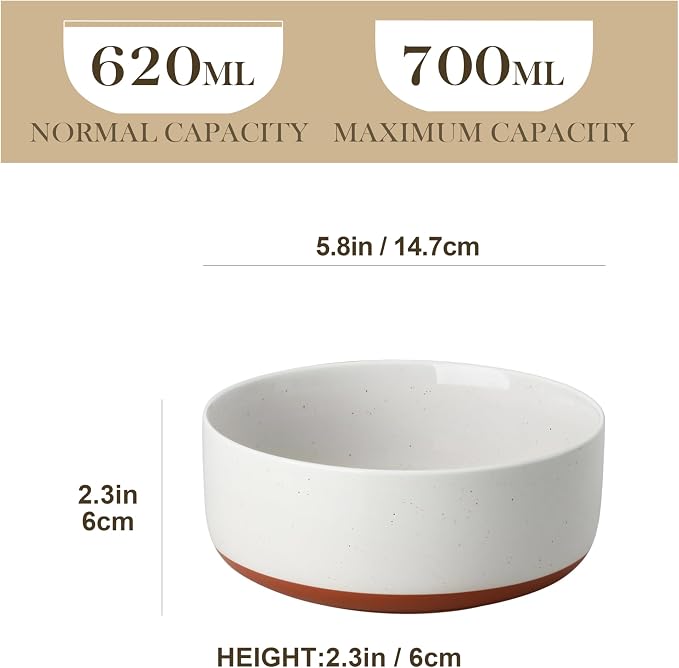 MALACASA Cereal Bowls Set of 6, 24 OZ Ceramic Bowls - Image 2