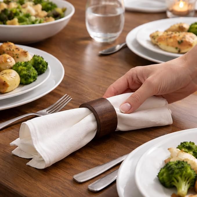 Handcrafted Wood Napkin Rings Set, Wood Napkin Holders, 2 Inch, Hand Made by - Image 4