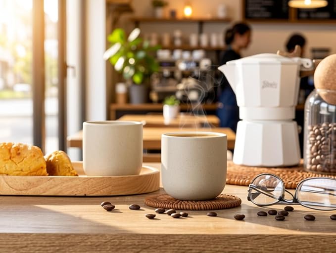Handless Espresso Cup, Natural Beige Cups, 4 oz, Espresso Accessories, - Image 6