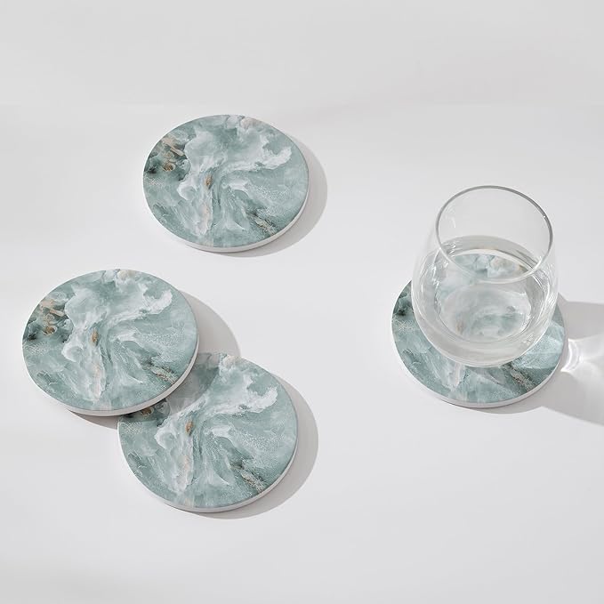 Set of 6 Abstract Marble Coasters - Image 3