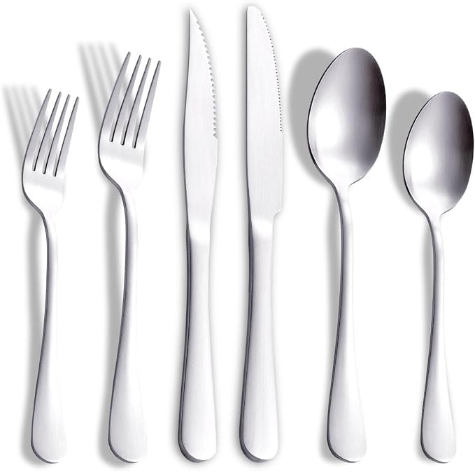 Matte Gold Silverware Set with Steak Knives, 36-Piece Stainless Steel Flatware by Joincook