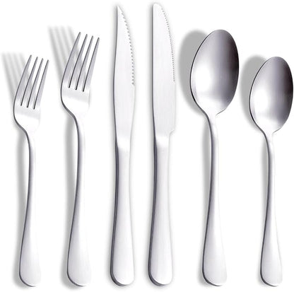 Matte Gold Silverware Set with Steak Knives, 36-Piece Stainless Steel Flatware by Joincook
