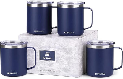 SUNWILL Travel Coffee Mugs Set of 4, Insulated Tumbler by SUNWILL